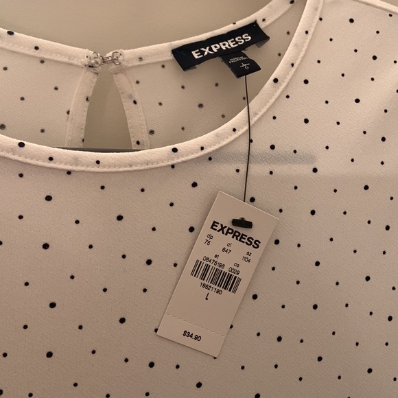 NWT Express Black & White Polka Dot Blouse - Picture 4 of 5